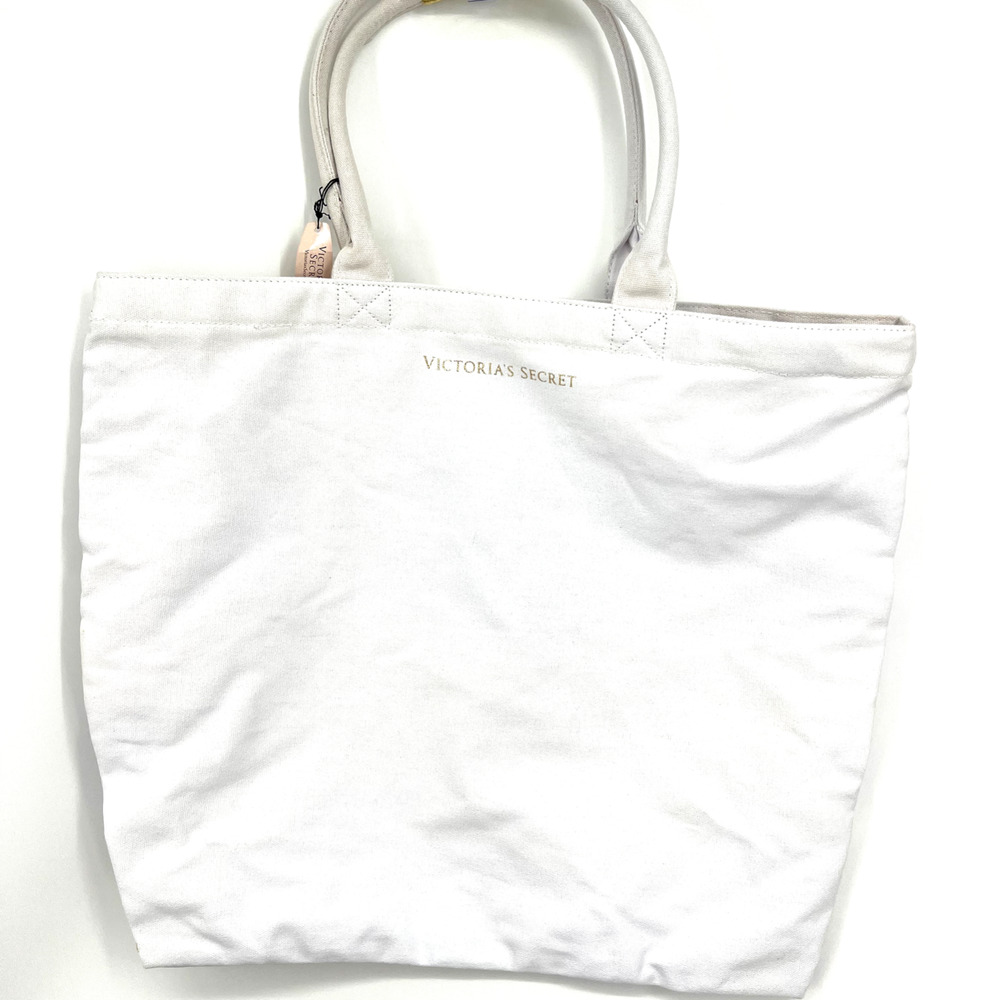 Victoria’s Secret White Canvas Bling Angel Wings Tote Shopper Beach Bag NWT - Picture 3 of 8